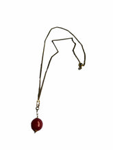 Load image into Gallery viewer, 1930s Rolled Wire Dark Red Bakelite Ball Necklace
