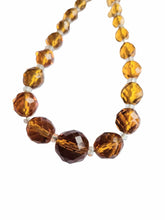 Load image into Gallery viewer, 1930s Deco Dark Orange and Clear Faceted Glass Necklace
