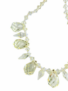 1930s Zingy Pale Yellow Faceted Glass Necklace