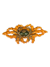 Load image into Gallery viewer, 1940s RARE Carved Bakelite and Metal Crab Brooch
