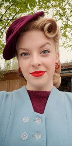 Late 1940s/Early 1950s Powder Blue Peplum Balloon Sleeve Suit