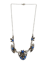 Load image into Gallery viewer, 1930s Czech Blue Glass and Filigree Necklace
