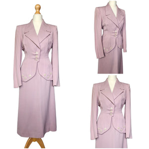 1940s Rare Lilac/Dusky Pink Button Detail Suit