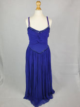 Load image into Gallery viewer, 1940s Purple/Blue Dress With Drape at The Back, Beading and Pleating
