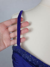 Load image into Gallery viewer, 1940s Purple/Blue Dress With Drape at The Back, Beading and Pleating
