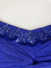 Load image into Gallery viewer, 1940s Purple/Blue Dress With Drape at The Back, Beading and Pleating
