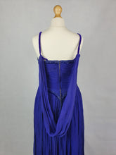Load image into Gallery viewer, 1940s Purple/Blue Dress With Drape at The Back, Beading and Pleating
