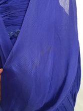 Load image into Gallery viewer, 1940s Purple/Blue Dress With Drape at The Back, Beading and Pleating
