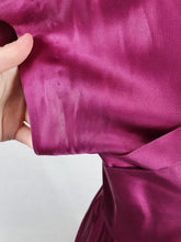 Load image into Gallery viewer, 1950s Magenta Pink Liquid Satin Dress With Pleats and Layered Collar
