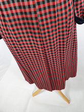 Load image into Gallery viewer, 1940s/1950s Red and Black Checked Dress with Velvet Collar and Cuffs
