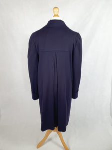 1940s Navy Blue Gabardine Swing Coat With Huge Sleeves and Cuffs