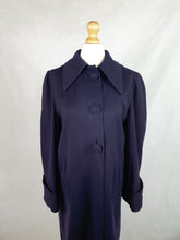 Load image into Gallery viewer, 1940s Navy Blue Gabardine Swing Coat With Huge Sleeves and Cuffs
