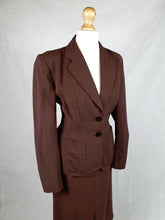 Load image into Gallery viewer, 1940s Chocolate Brown Lightweight Gabardine Suit
