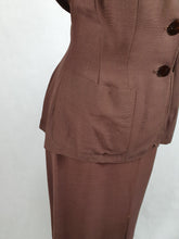 Load image into Gallery viewer, 1940s Chocolate Brown Lightweight Gabardine Suit
