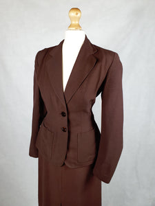 1940s Chocolate Brown Lightweight Gabardine Suit