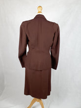Load image into Gallery viewer, 1940s Chocolate Brown Lightweight Gabardine Suit
