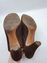 Load image into Gallery viewer, 1930s/1940s Brown Suede Shoes With Punched Holes and Ribbon Laces
