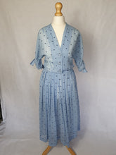 Load image into Gallery viewer, 1950s Sheer Pale Blue Spotty Print Cotton Dress
