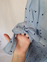 Load image into Gallery viewer, 1950s Sheer Pale Blue Spotty Print Cotton Dress
