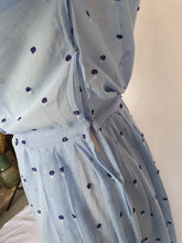 Load image into Gallery viewer, 1950s Sheer Pale Blue Spotty Print Cotton Dress

