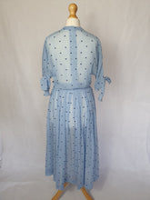 Load image into Gallery viewer, 1950s Sheer Pale Blue Spotty Print Cotton Dress
