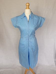 1940s RARE Homemade Pale Blue Zip Front Jumpsuit