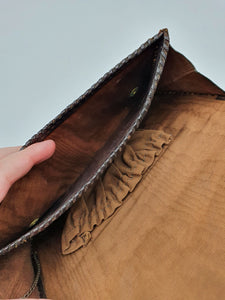 1930s Brown Leather Small Fish Clutch Bag