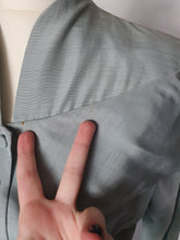 Load image into Gallery viewer, 1940s Pale Blue Silk Suit With Peplum Collar and Raglan Sleeve
