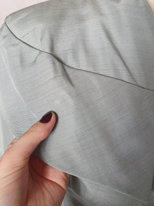 1940s Pale Blue Silk Suit With Peplum Collar and Raglan Sleeve