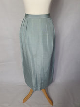 Load image into Gallery viewer, 1940s Pale Blue Silk Suit With Peplum Collar and Raglan Sleeve
