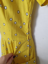 Load image into Gallery viewer, 1950s Rare Horrockses Yellow, Black and White Spotty Print Dress
