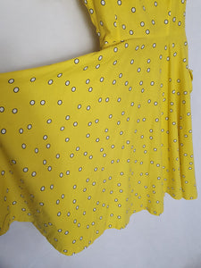 1950s Rare Horrockses Yellow, Black and White Spotty Print Dress