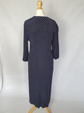 Load image into Gallery viewer, 1930s Navy Blue and White Spotty Print Crepe Dress
