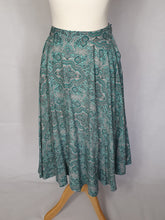 Load image into Gallery viewer, 1950s Blue, Black and White Paisley Print Full Circle Skirt
