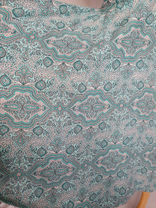1950s Blue, Black and White Paisley Print Full Circle Skirt
