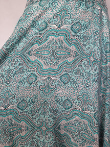 1950s Blue, Black and White Paisley Print Full Circle Skirt