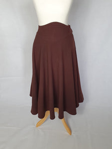 1950s Chocolate Brown Wool Full Circle Skirt With High Waistband