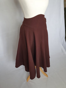 1950s Chocolate Brown Wool Full Circle Skirt With High Waistband