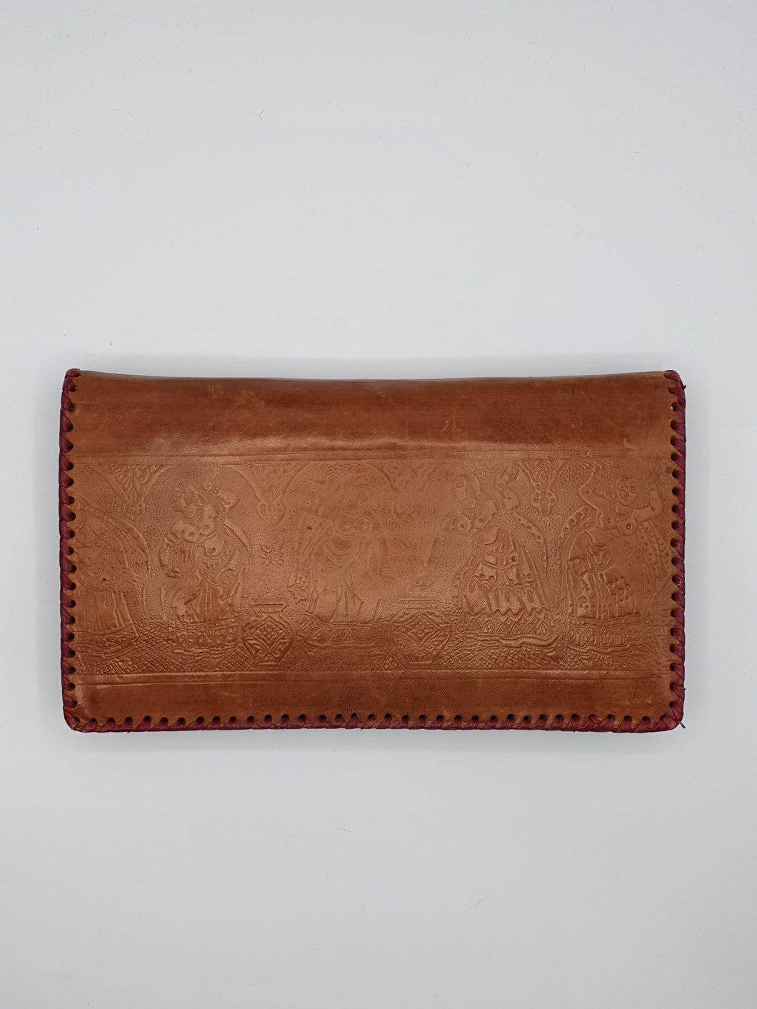 1930s Tan and Red Egyptian Tourist Clutch Bag
