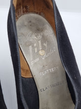 Load image into Gallery viewer, 1940s Black Suede Shoes With Punched Holes
