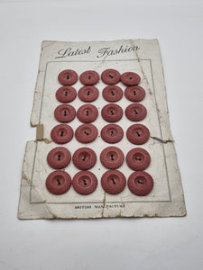 1940s Deadstock Dusky Pink Carded Buttons