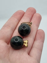 Load image into Gallery viewer, 1940s French Dark Blue Moon Bakelite Earrings
