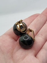 Load image into Gallery viewer, 1940s French Dark Blue Moon Bakelite Earrings
