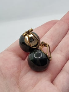 1940s French Dark Blue Moon Bakelite Earrings