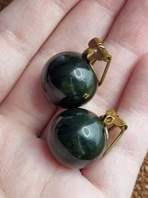 Load image into Gallery viewer, 1940s French Dark Blue Moon Bakelite Earrings
