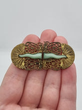 Load image into Gallery viewer, 1930s Art Deco Czech Mint Green Glass Filigree Buckle
