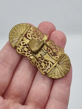 Load image into Gallery viewer, 1930s Art Deco Czech Mint Green Glass Filigree Buckle

