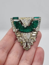 Load image into Gallery viewer, 1930s Art Deco Green Glass Dress Clip
