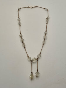 1920s Clear Glass and Rolled Wire Necklace