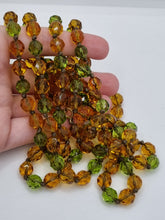 Load image into Gallery viewer, 1930s Deco Orange and Green Glass Long Knotted Necklace
